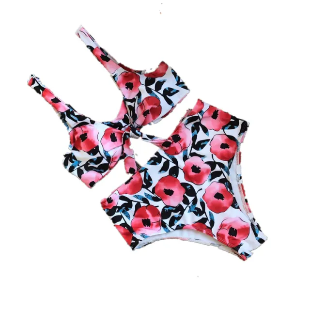 Cherry Print Bikini Push Up Front Knot Bikini Women Mujer Swimwear Red - Shop at LoveMi