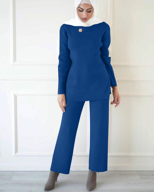 Loose Sweater Wide Leg Pants Trousers Two-piece Suit