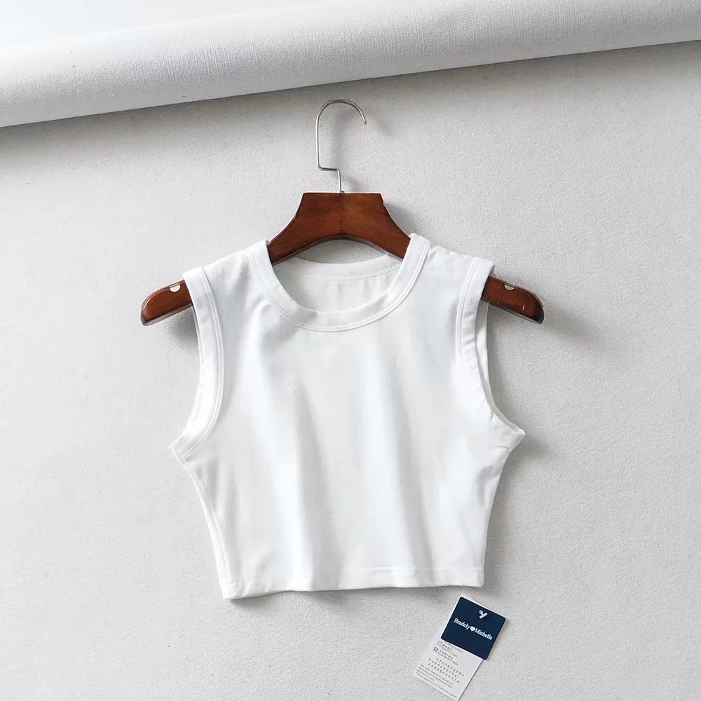 Wholesale Running Fitness Yoga Sleeveless Sports Vest Summer Wide Side Slim Crew Neck Sleeveless T-Shirt