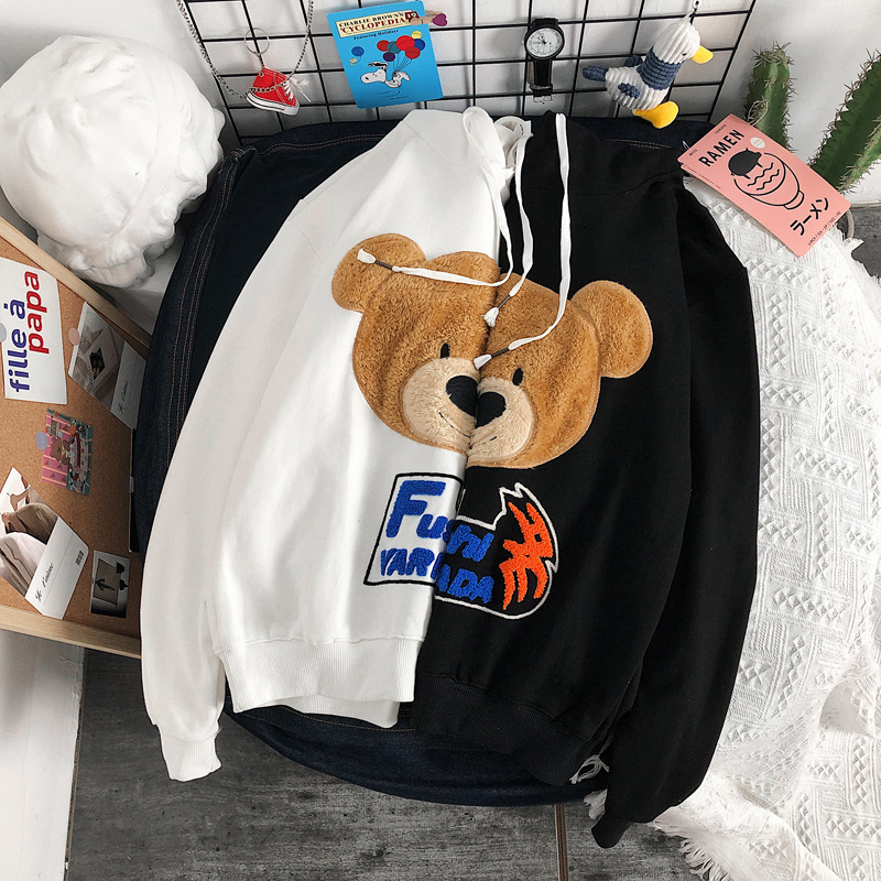 Title 3, Plush Bear Embroidered Sweater Pullover Hoodie