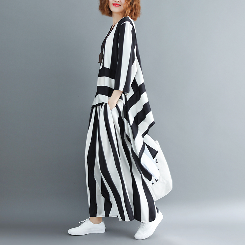 Western Style Loose Age-Reducing Temperament Stripe Two-Piece Suit