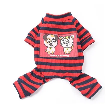 Stretch Striped Bottoming Shirt Clothes Pet Clothes Home Clothes Wine Red - Shop at LoveMi