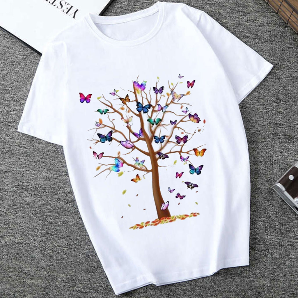 Butterfly Tree Print Men's And Women's T-shirt