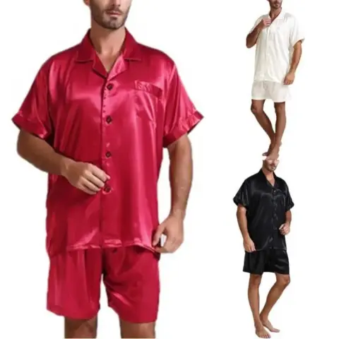 Wish Men's Solid Color Home Service Pajamas Set