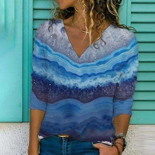 Gradient Print Women's Long Sleeve Slim T-Shirt