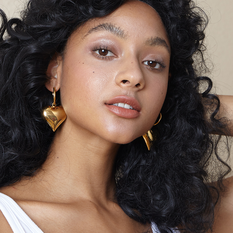 Fashionable Personality Titanium Steel Heart-Shaped Earrings