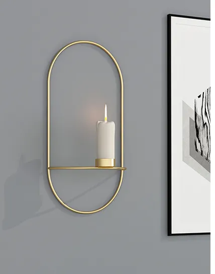 3D Metal Candle Holder Geometric Round Candlestick Wall Mounted Crafts Wedding Table Home Deco Party Festival Decoration Gifts – image 7