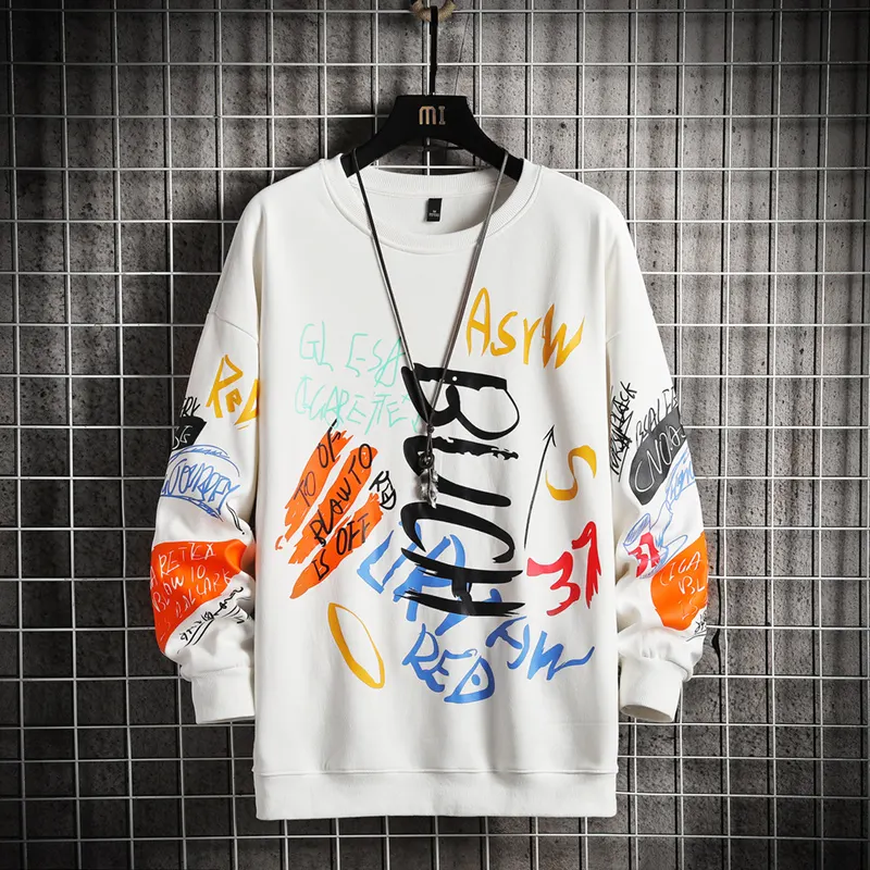 SingleRoad Mens Crewneck Sweatshirt Men Harajuku Oversized Japanese Streetwear