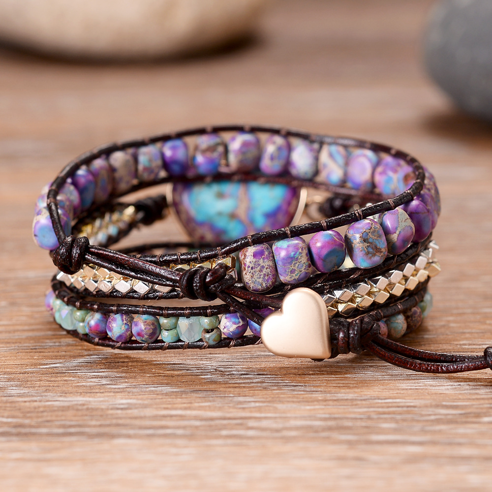 Bohemian Hand-Woven Ladies Bracelet, Leather Cord Multi-Layer Winding Bracelet