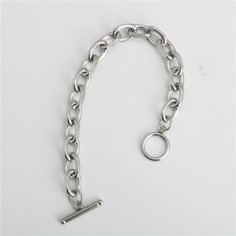 Flat Angle One Word Clasp Bracelet Chain Titanium Steel Stainless Steel