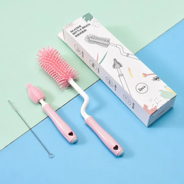 Baby Silicone Baby Bottle Brush Straw Scrubbing Baby Bottle Brush Cleaning