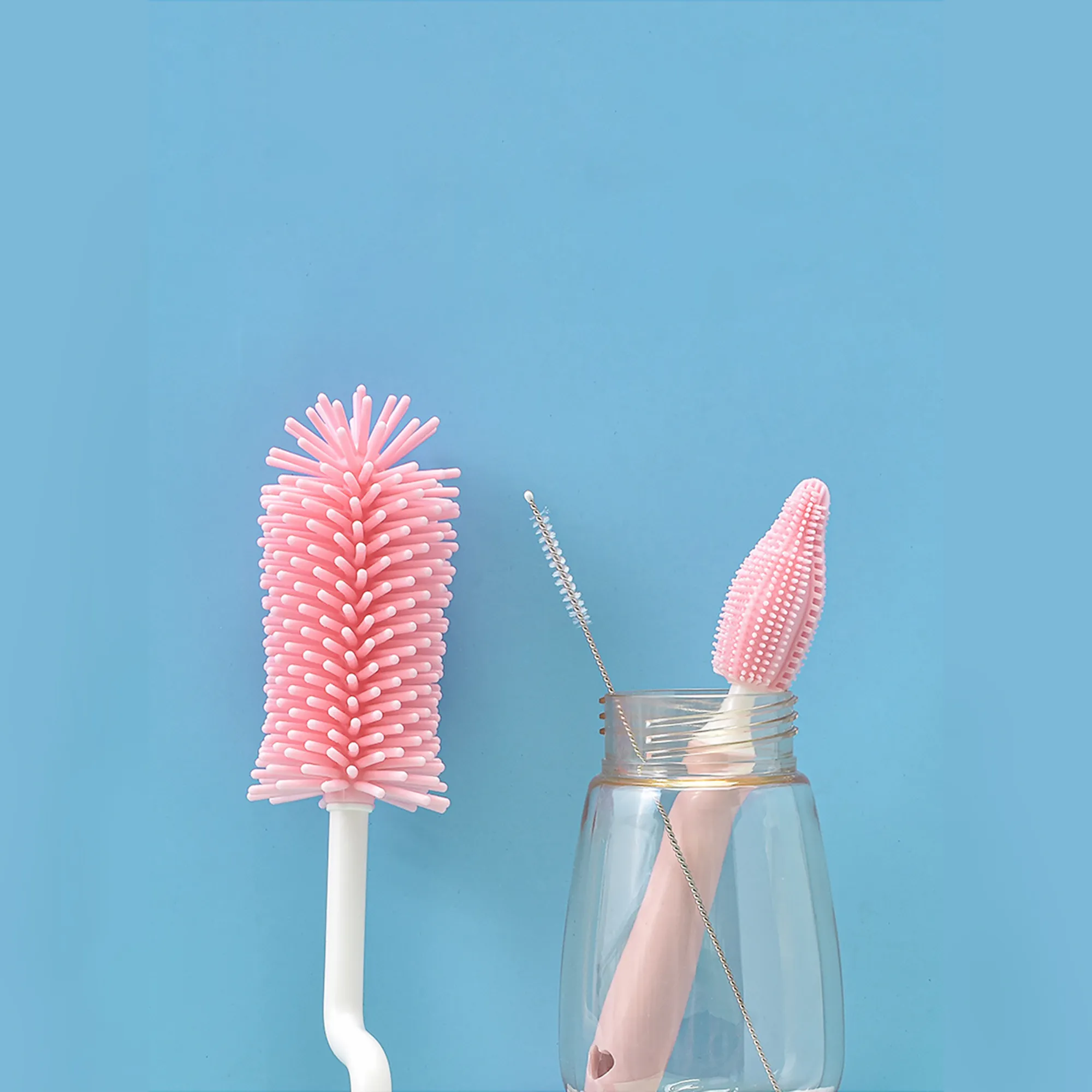 Baby Silicone Baby Bottle Brush Straw Scrubbing Baby Bottle Brush Cleaning – image 4