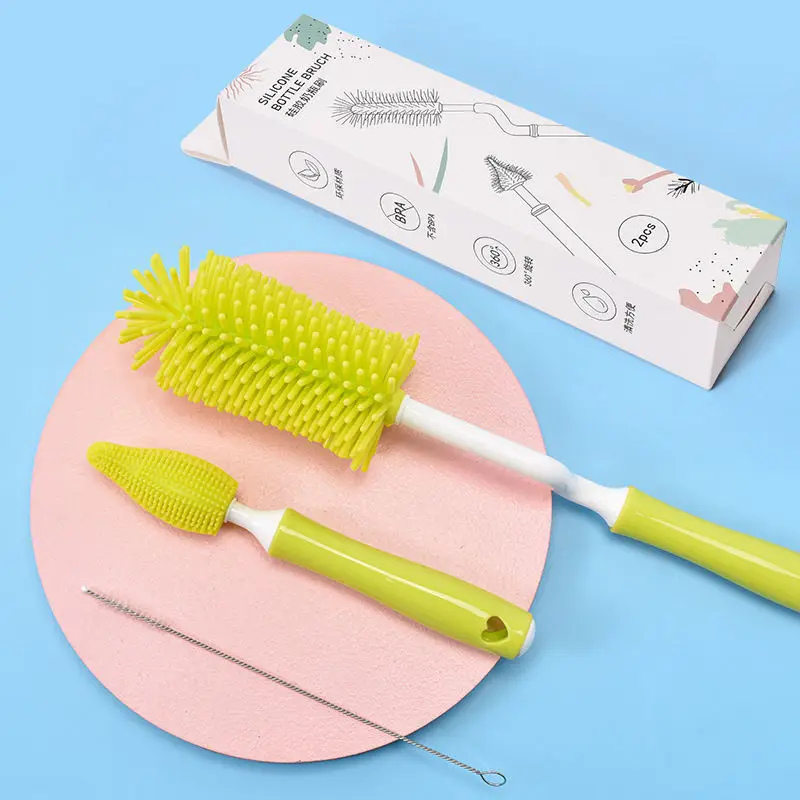 Baby Silicone Bottle Brush Straw Scrubbing Cleaning