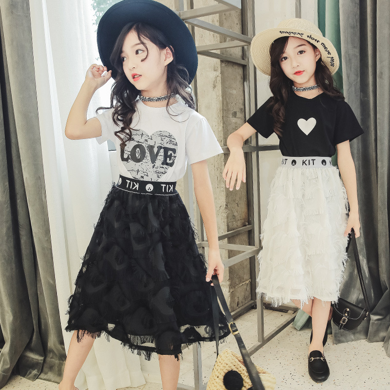 Fashion Big Children's Summer Western Style Fashionable Two-piece Suit