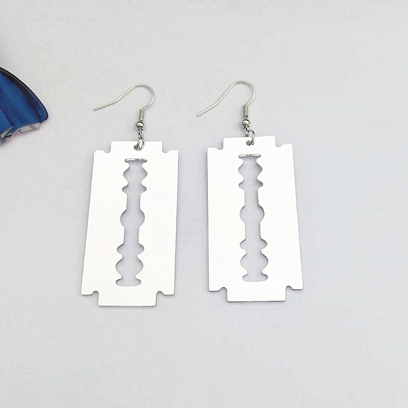 South Korea Dongdaemun Earrings Female Acrylic Mirror Creative Summer Fashion Magazine Personality Blade Ear Clip Earrings