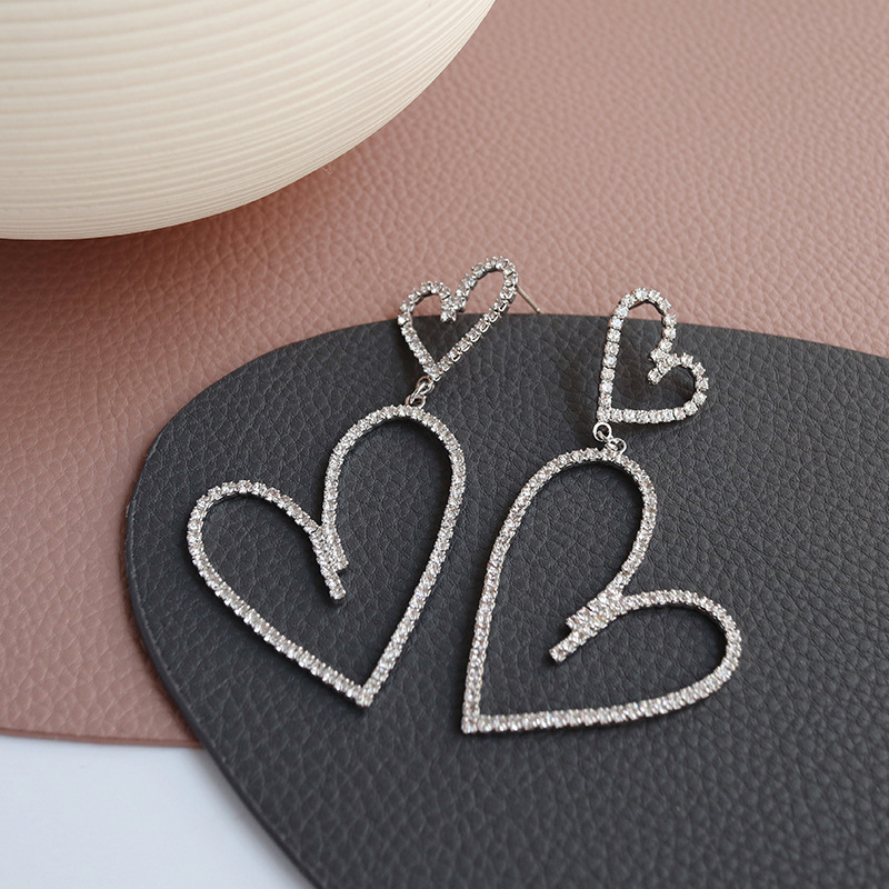 Super Flash Double Love Full Diamond Earrings