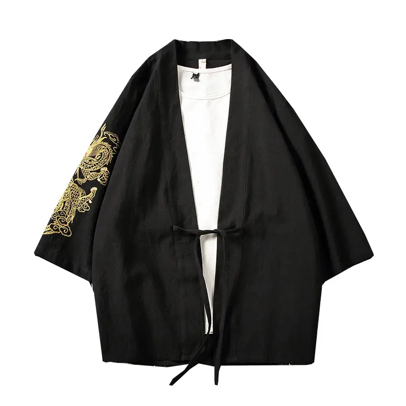 Chinese Style Men's Short-Sleeved Shirt Hanfu Crane Embroidery