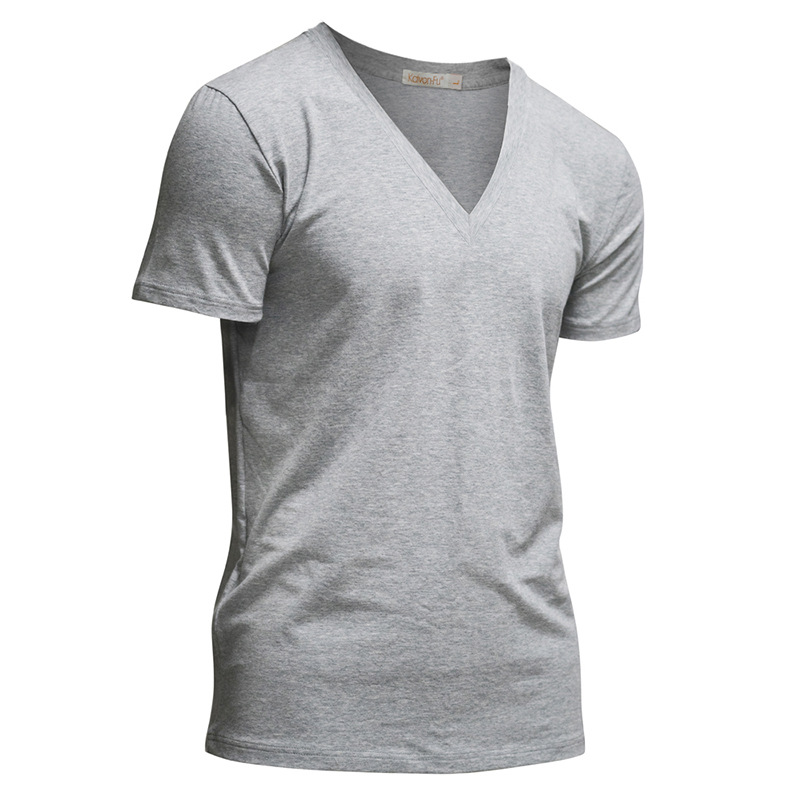 Men's Stretch Cotton Tip Deep V-Neck Short Sleeves