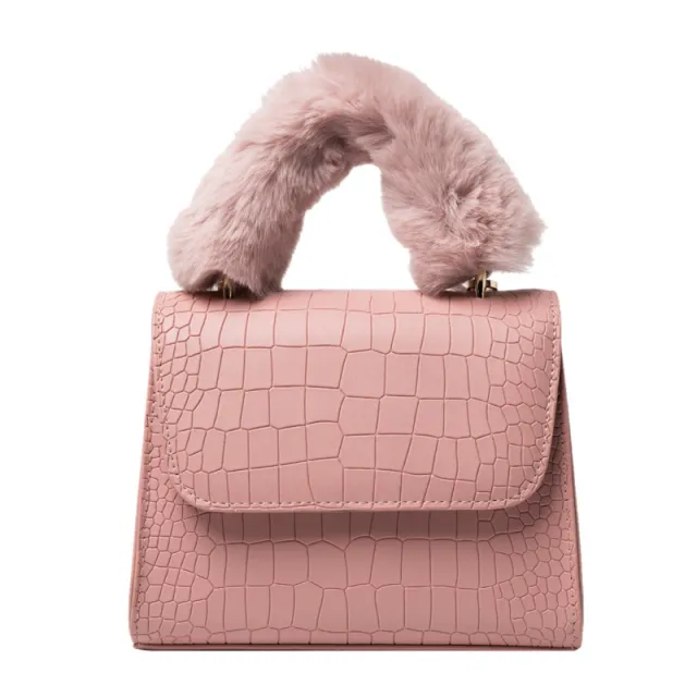 Female Bag Plush Portable Small Square Bag Fashionable And Versatile Pink - Shop at LoveMi