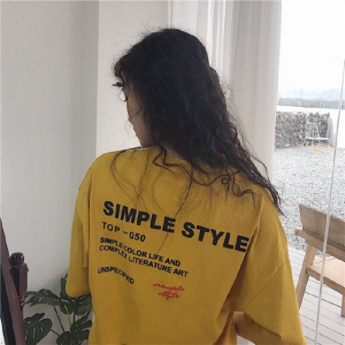 Korean Style Top Ins Yellow T-Shirt Female Student Summer Girlfriend Outfit