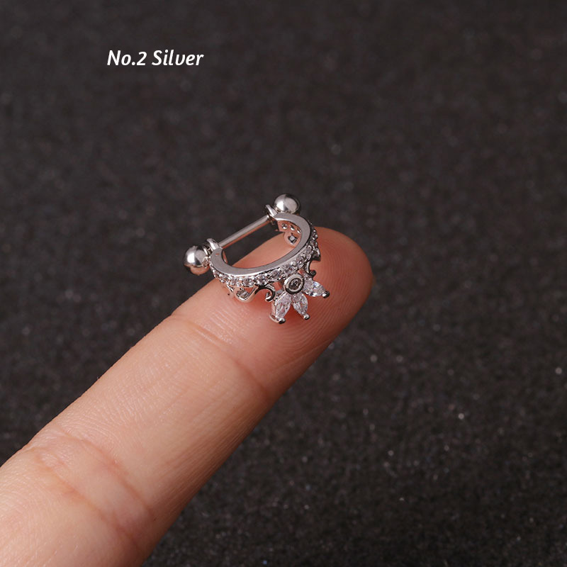 Stainless Steel Screw Earrings Micro-inlaid Ear Clip Zircon