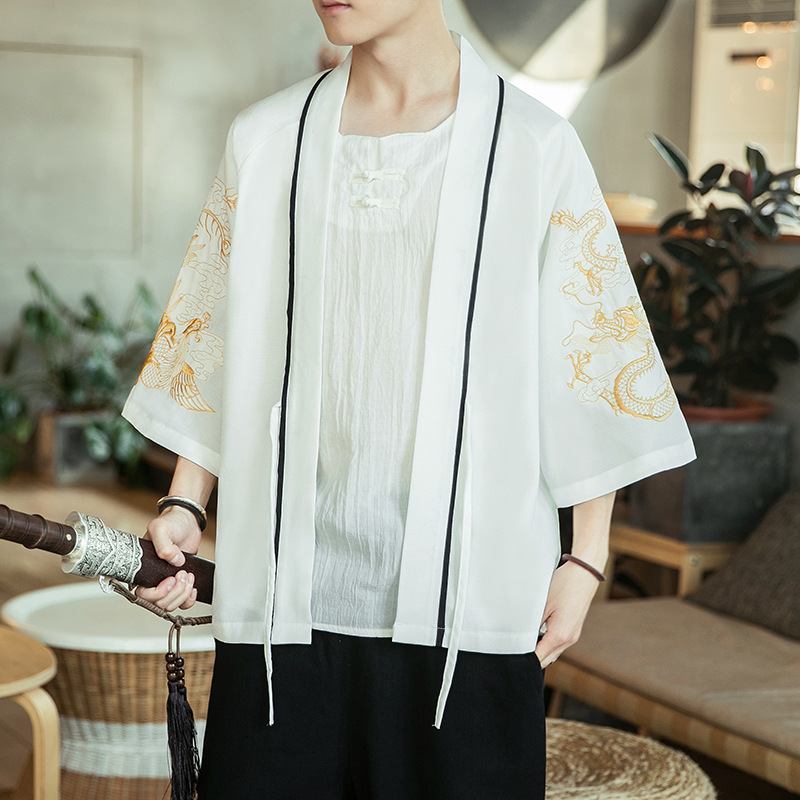 Chinese Style Jacket Retro Robe Young Men