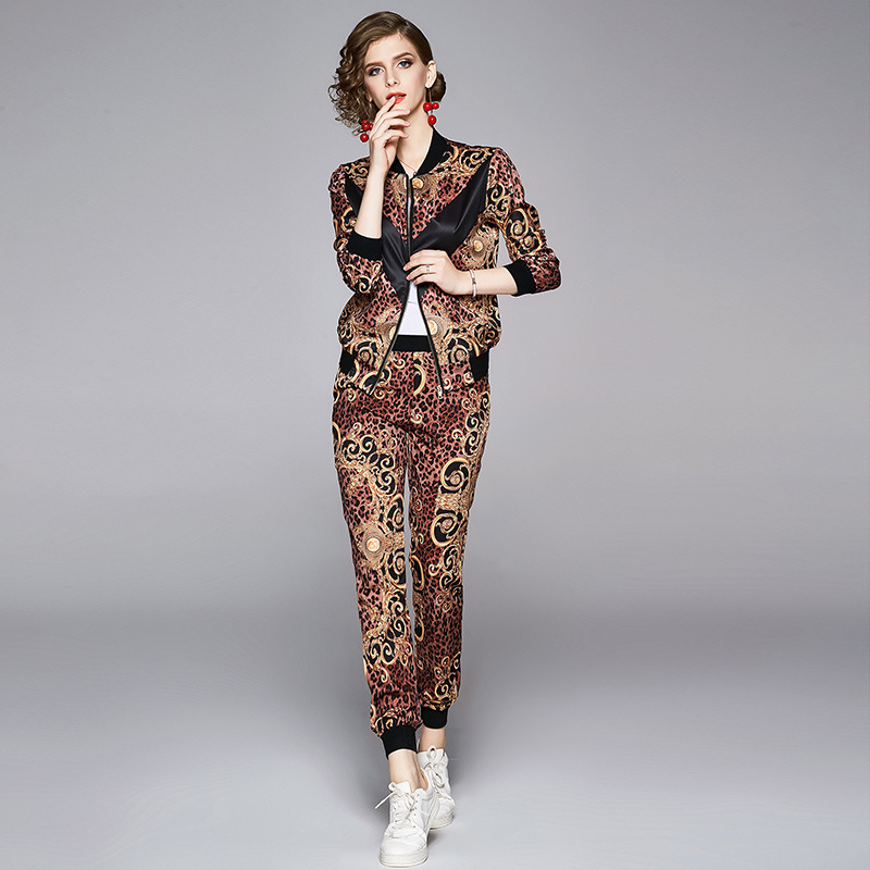 All-Match Slim Printed Casual Two-Piece Suit