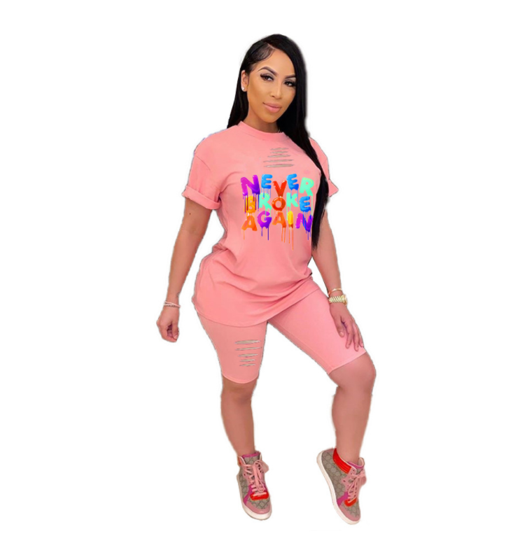 Women's Color Letter Printing Sports And Leisure Two-piece Burnt Suit Women