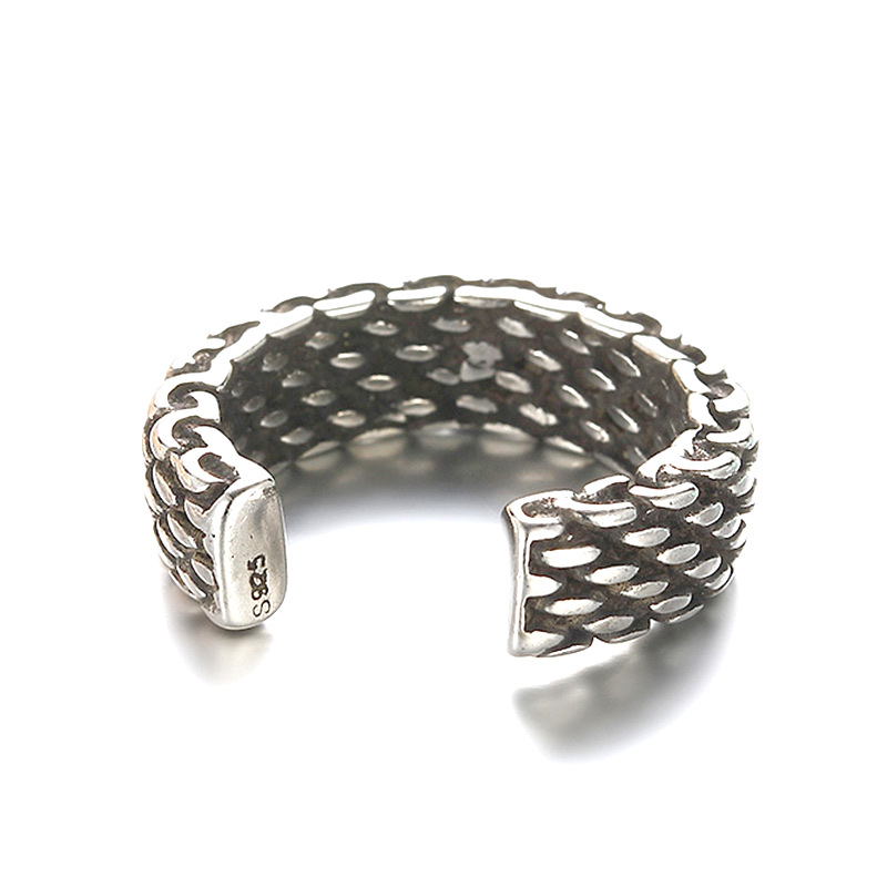 Simple Mesh Silver Plain Silver Mix And Match Plain Silver Ancient Silver Ppen Ring