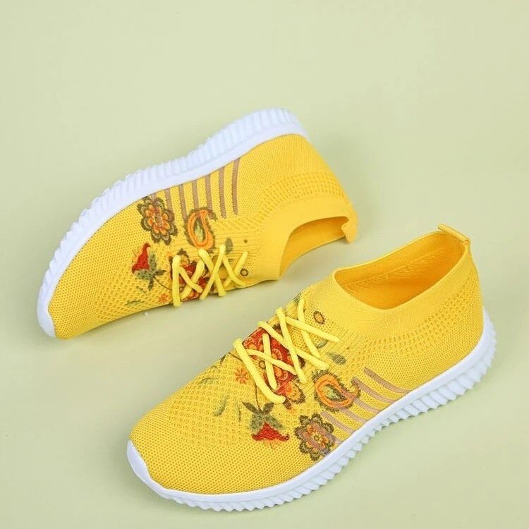 Title 3, Comfortable Flower Sneakers Flying Woven Mesh W...