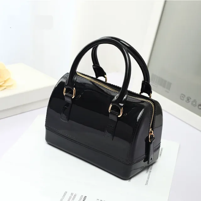 One shoulder Messenger Portable Candy Transparent Mini Jelly Bag Black - Shop at LoveMi