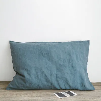 Cotton And Linen Solid Color Retro Adult Pillowcase Lack Blue - Shop at LoveMi