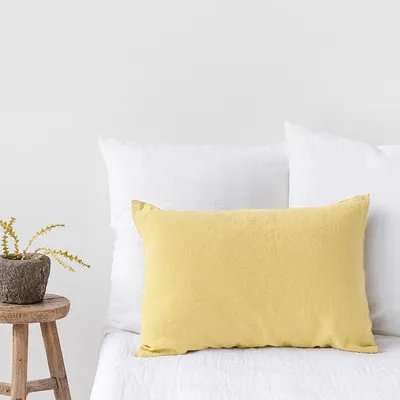Cotton And Linen Solid Color Retro Adult Pillowcase Yellow - Shop at LoveMi