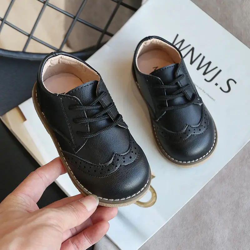 Children's Retro Leather Shoes, Soft Sole, Middle And Small Children's Shoes