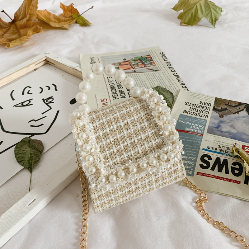 Girls Pearl Portable Messenger Shoulder Bag White - Shop at LoveMi