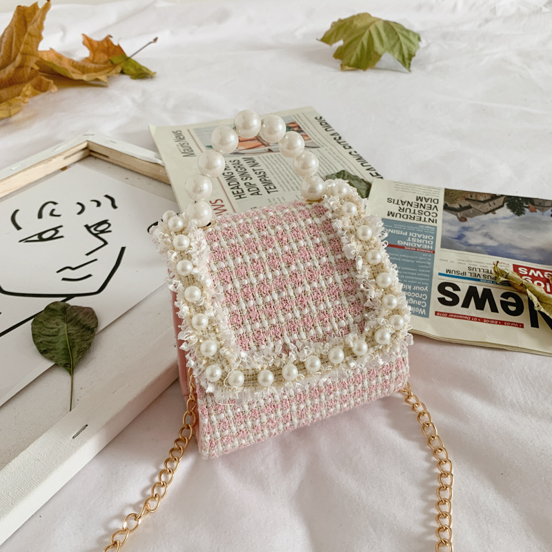 Girls Pearl Portable Messenger Shoulder Bag Pink - Shop at LoveMi