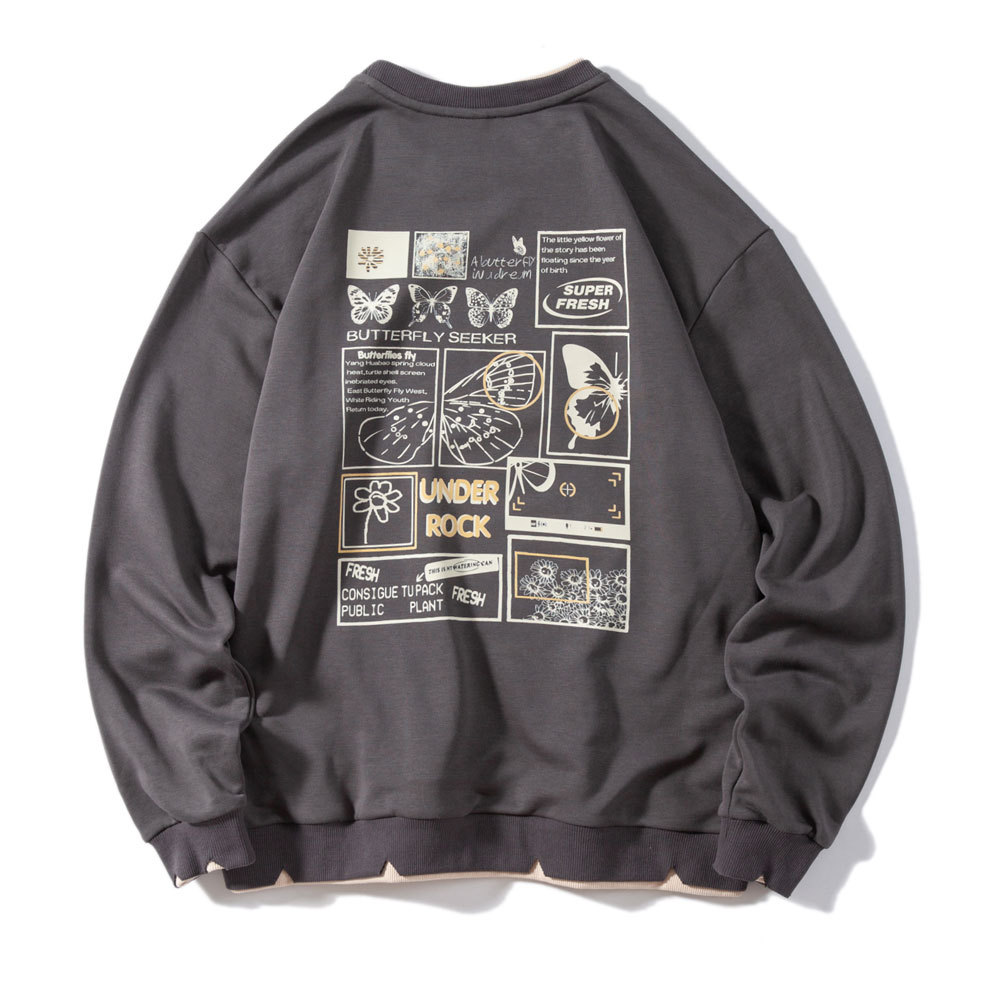 Round Neck Hip Hop Hole Fake Two Pieces of Men's Sweater