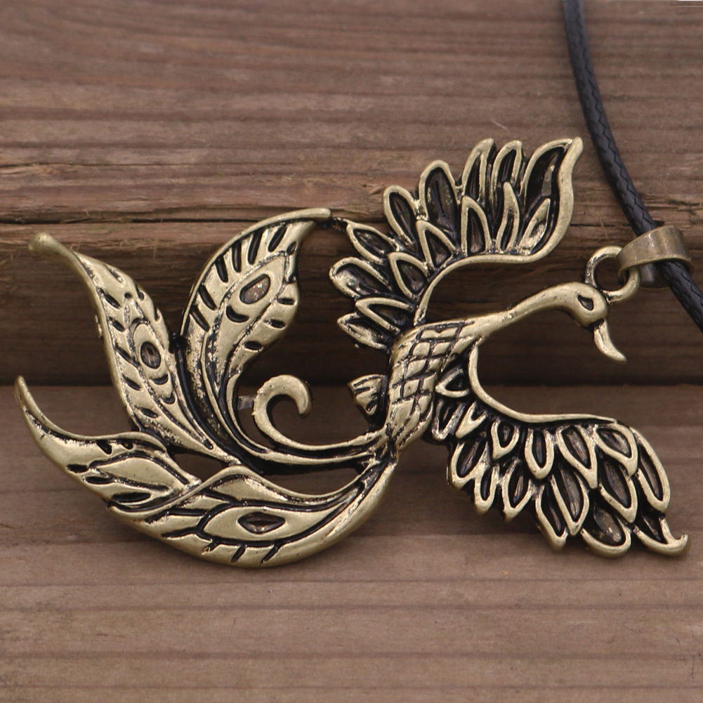 Phoenix Firebird Necklace Vintage Pendant Auspicious Bird 