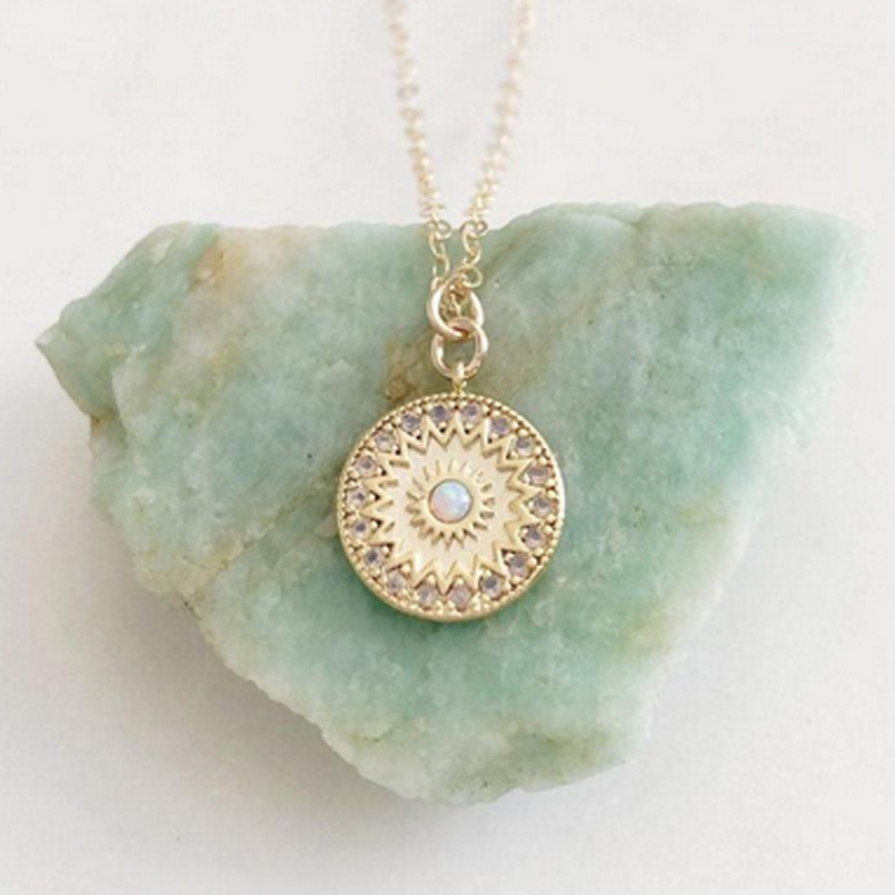 Sun Necklace Pendant Opal Necklace