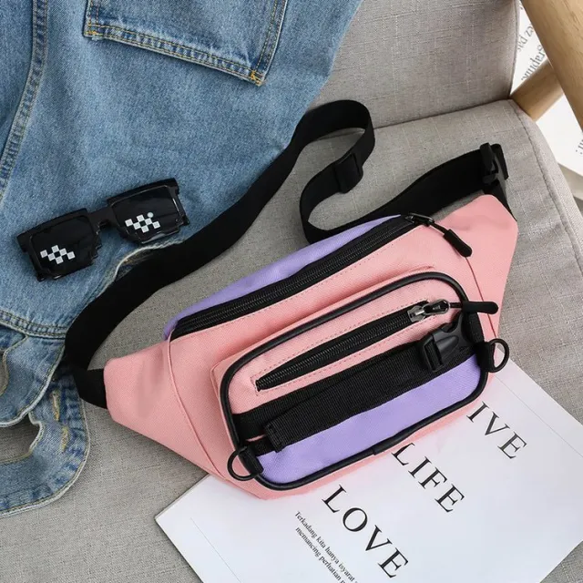 Contrasting Color Oxford Small Chest Bag Pink - Shop at LoveMi