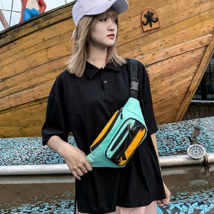 Contrasting Color Oxford Small Chest Bag