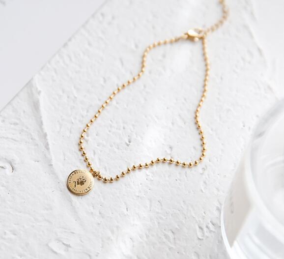 Vintage 18k Rose Gold Queen Portrait Gold Coin Bead Anklet