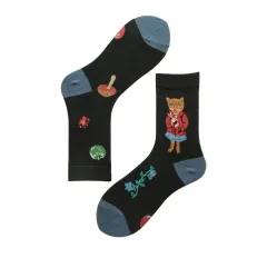 Socks Female Asymmetrical AB Cartoon Cute Plaid In The Tube Spring Men's Socks - C-One Size - View 1