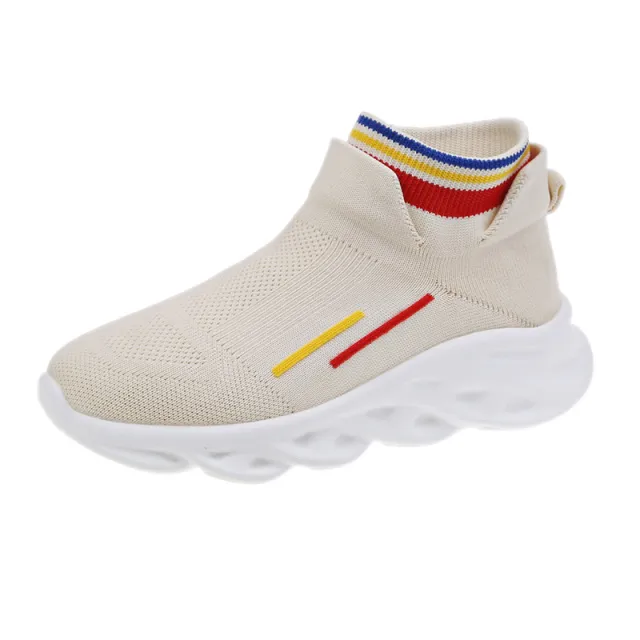Mesh Sneakers Elastic Fashion Casual Socks Boots Beige - Shop at LoveMi