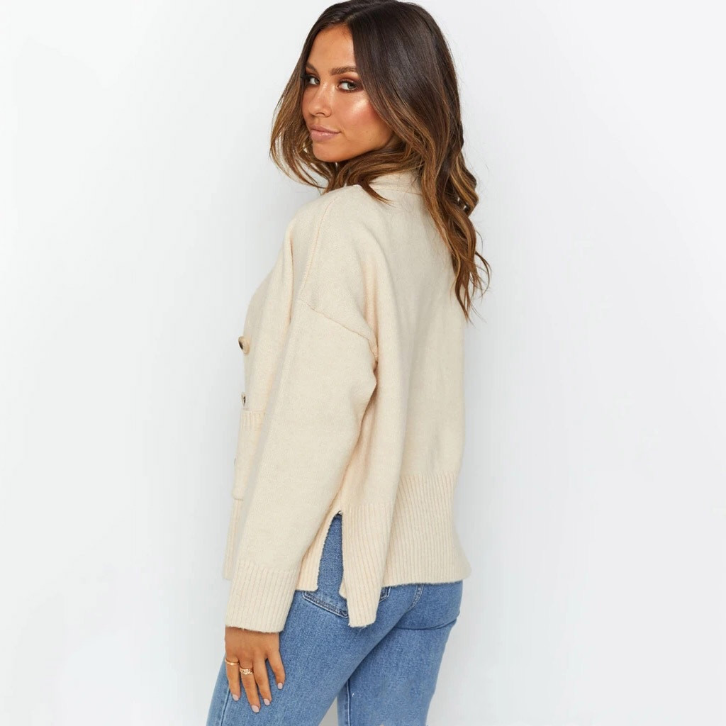 European And American Women's Fashion Casual Solid Color Sweater Three-Piece Suit