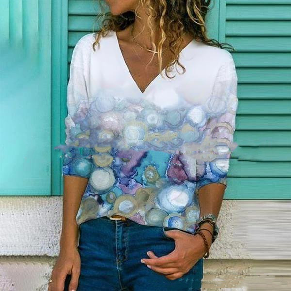 Women's Casual Printed Long Sleeved T Shirt