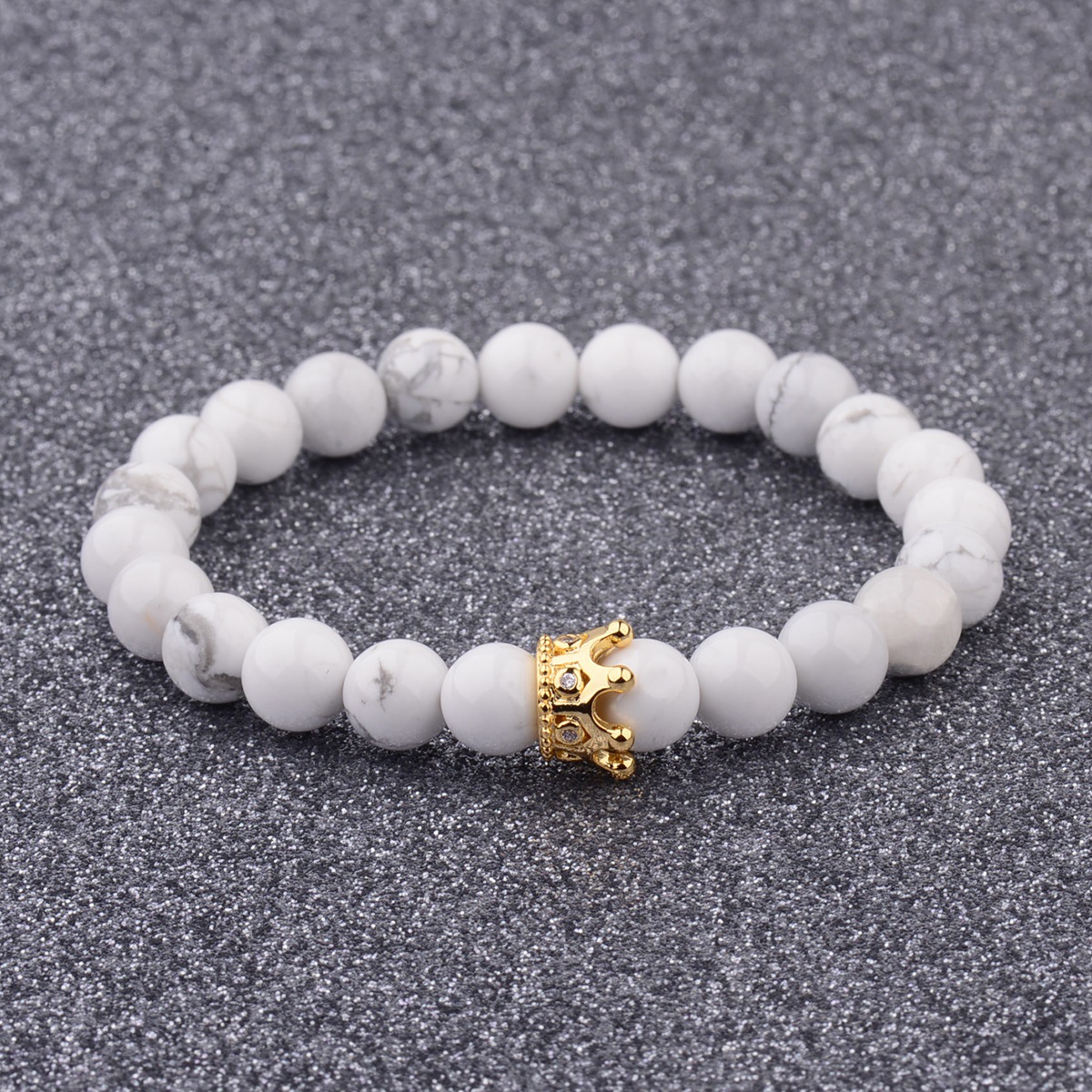 King and Queen Zircon Crown 8mm Stone Stone Couple Bracelet