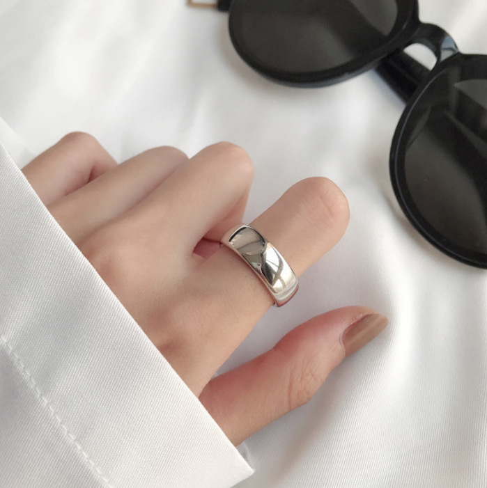 Women's 925 Sterling Silver Large Glossy Ring