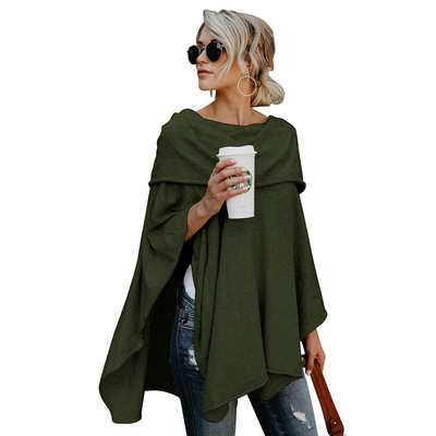 Sexy One Shoulder Loose Large Size Irregular Hem Cape Top Women