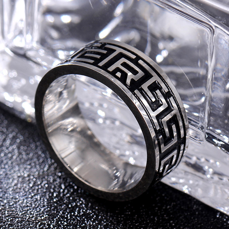 Title 2, Heren titanium stalen vintage ring titanium staal